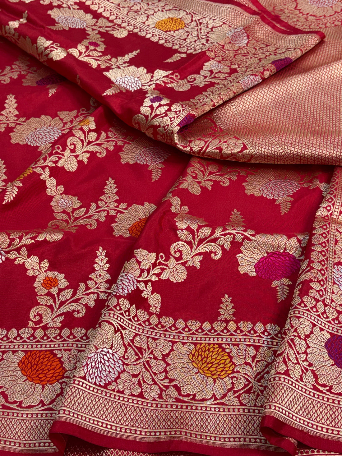 Red Handwoven Pure Banarasi Katan Silk Saree
