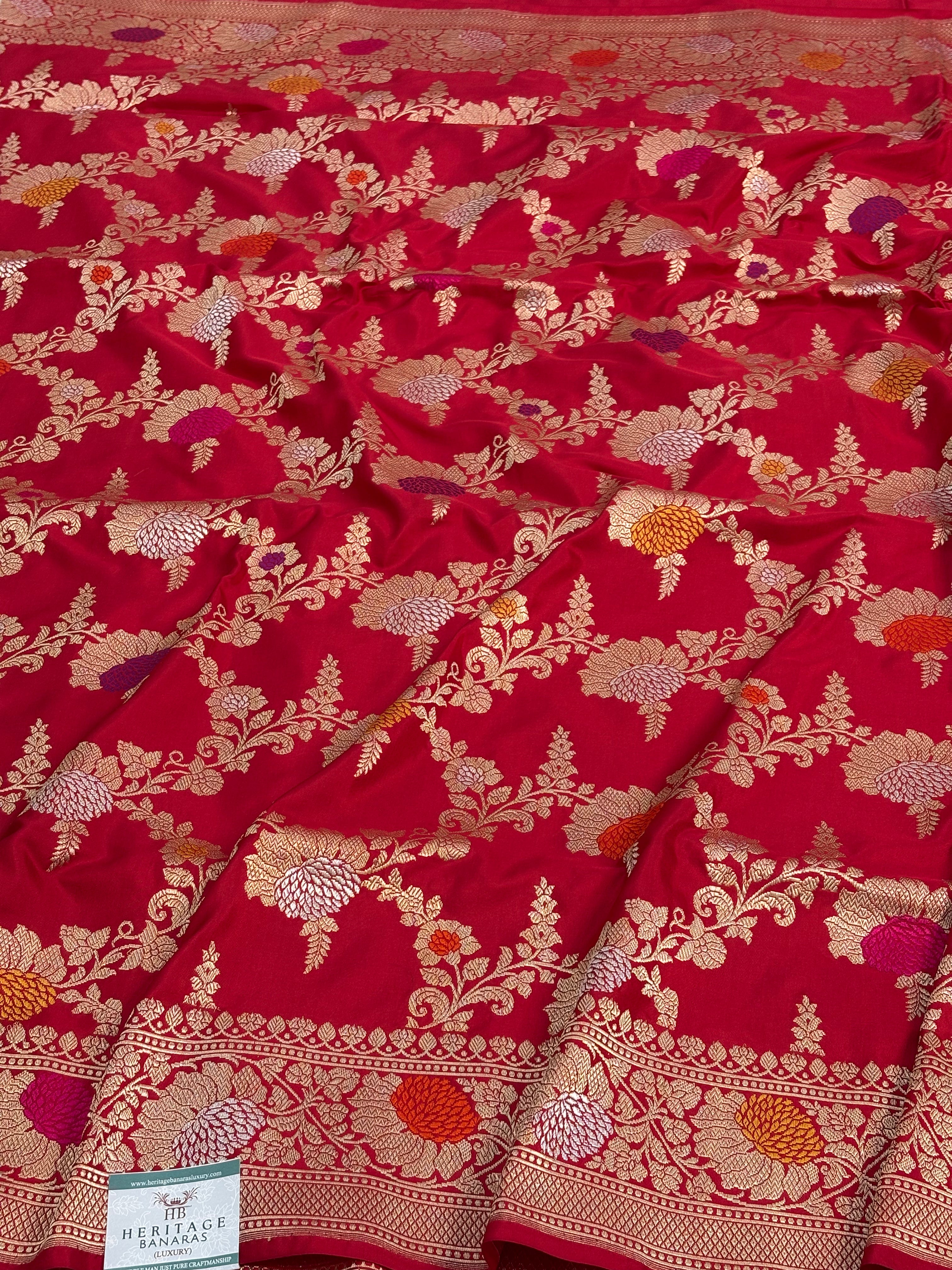 Red Handwoven Pure Banarasi Katan Silk Saree