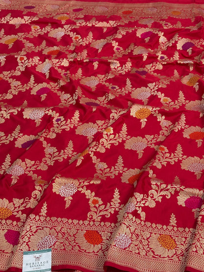 Red Handwoven Pure Banarasi Katan Silk Saree