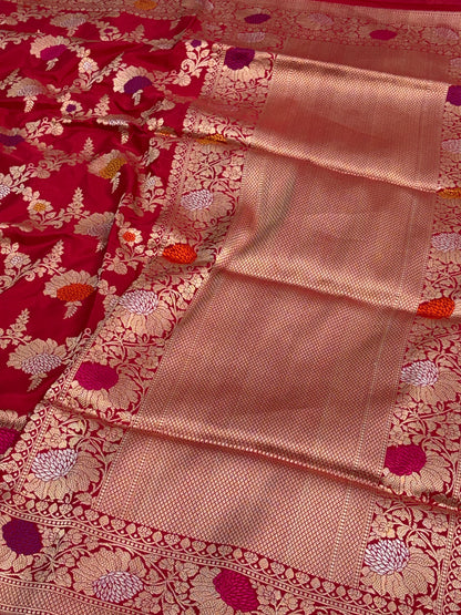 Red Handwoven Pure Banarasi Katan Silk Saree