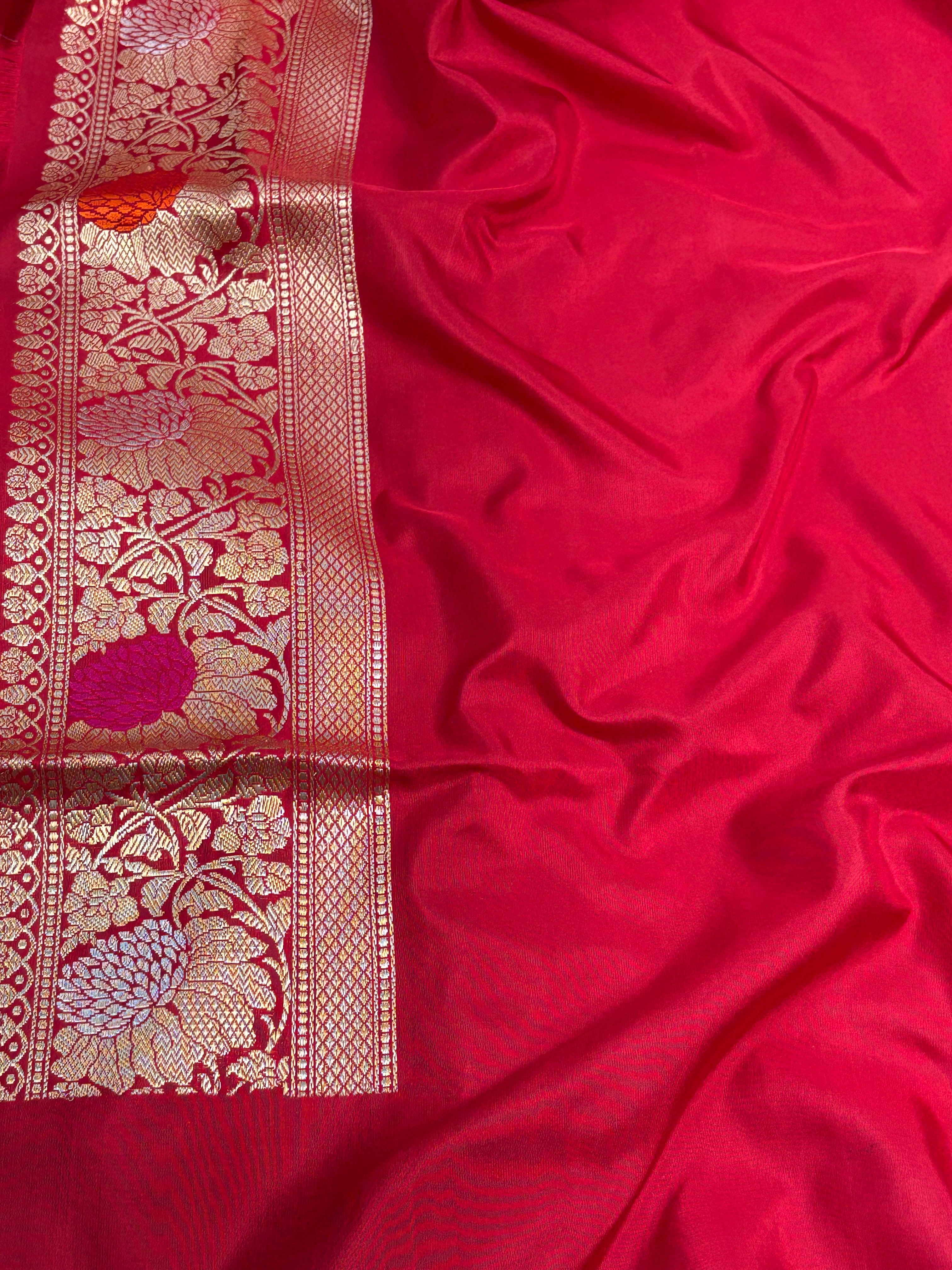 Red Handwoven Pure Banarasi Katan Silk Saree