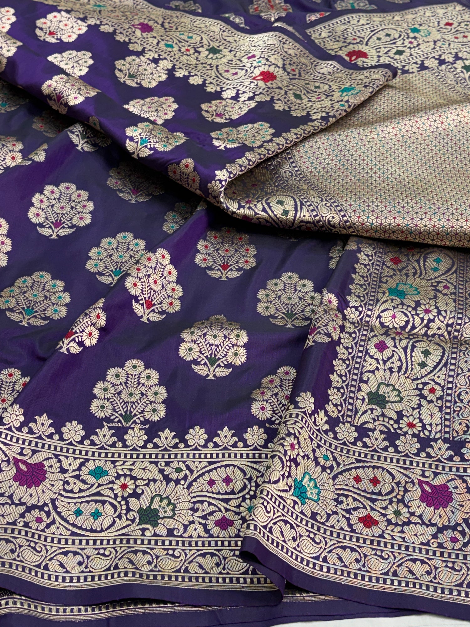 Purple Handwoven Pure Banarasi Katan Silk Saree