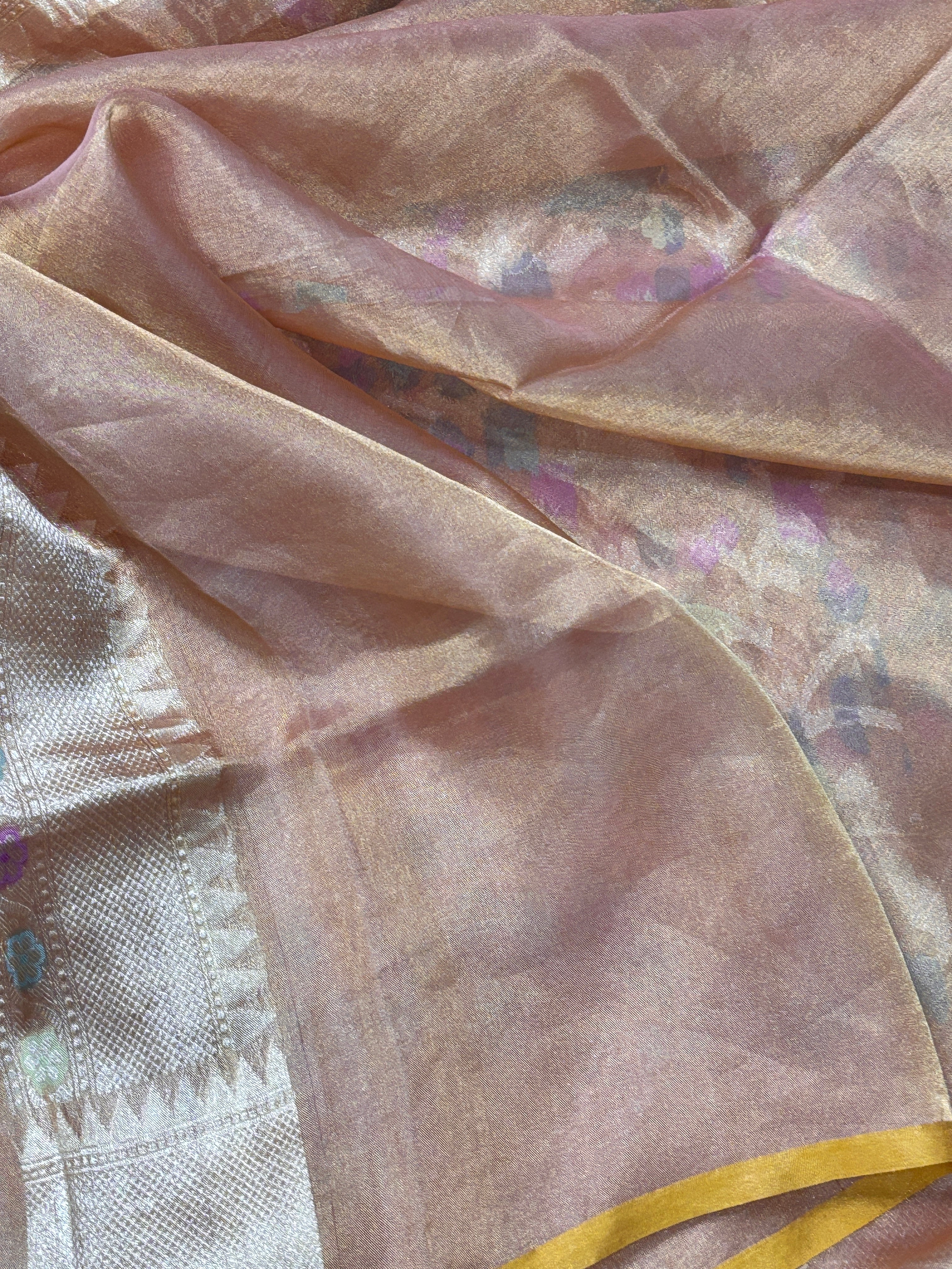 Beidge Banarasi Tissue  Silk Handwoven Saree