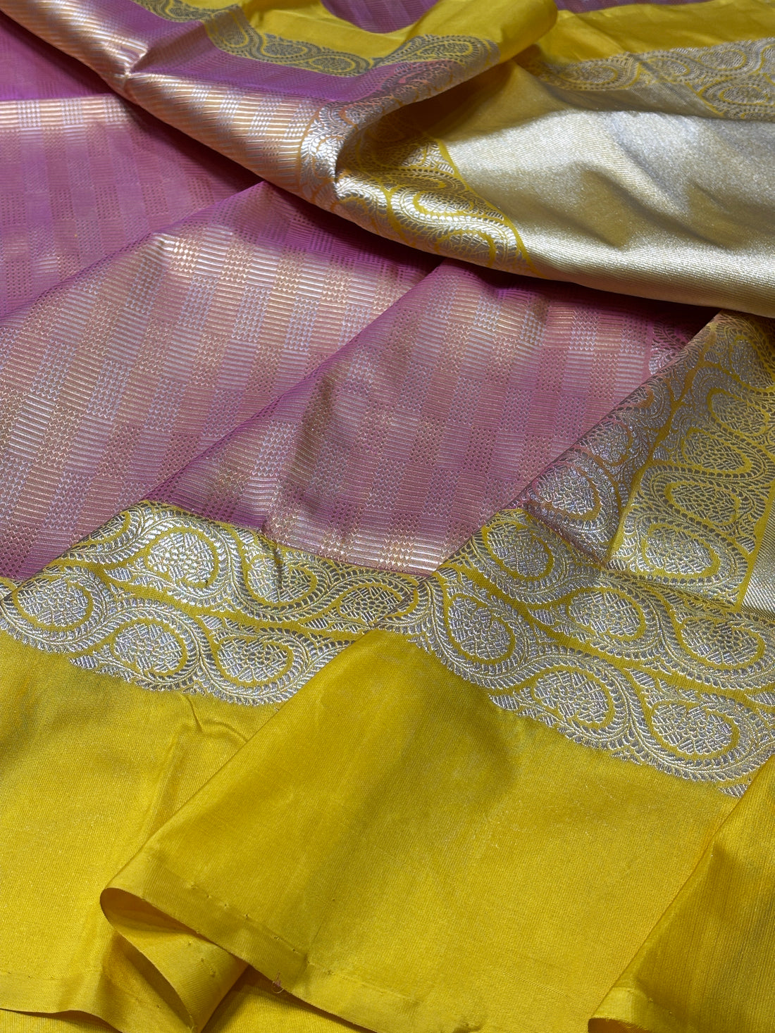 Pink Banarasi Kora Silk Handwoven Saree