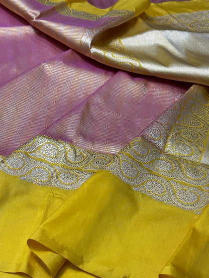 Pink Banarasi Kora Silk Handwoven Saree