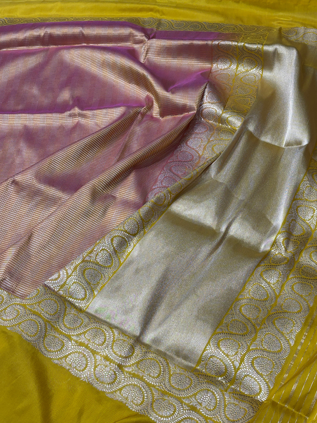 Pink Banarasi Kora Silk Handwoven Saree
