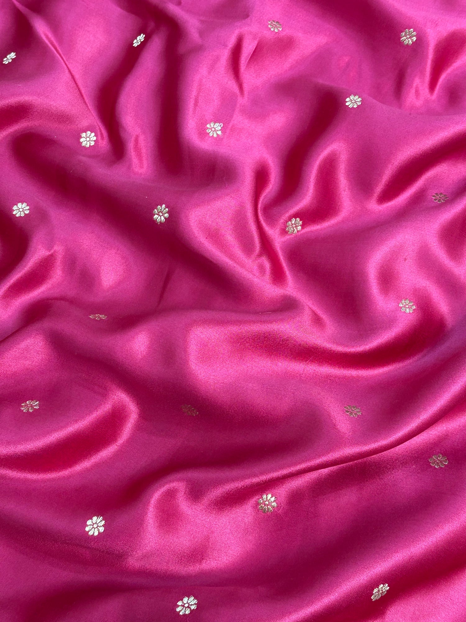 Rani Pink Handwoven Pure Banarasi Mashru Silk Saree