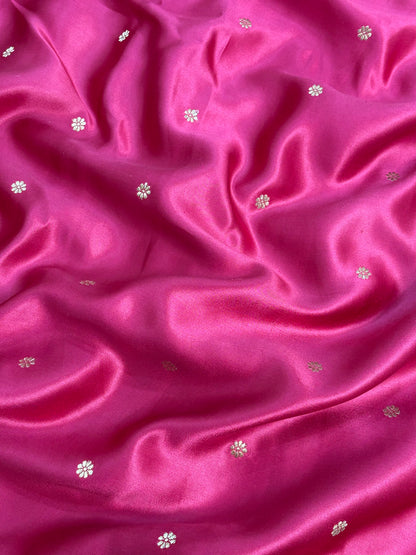 Rani Pink Handwoven Pure Banarasi Mashru Silk Saree