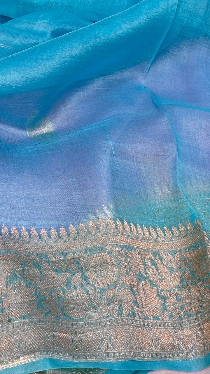 Light Lavender Banarasi Kora Silk Saree