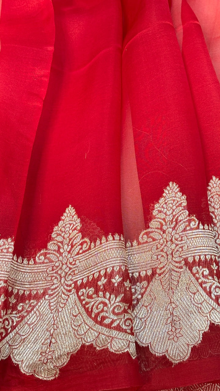 White Banarasi Kora Silk Saree