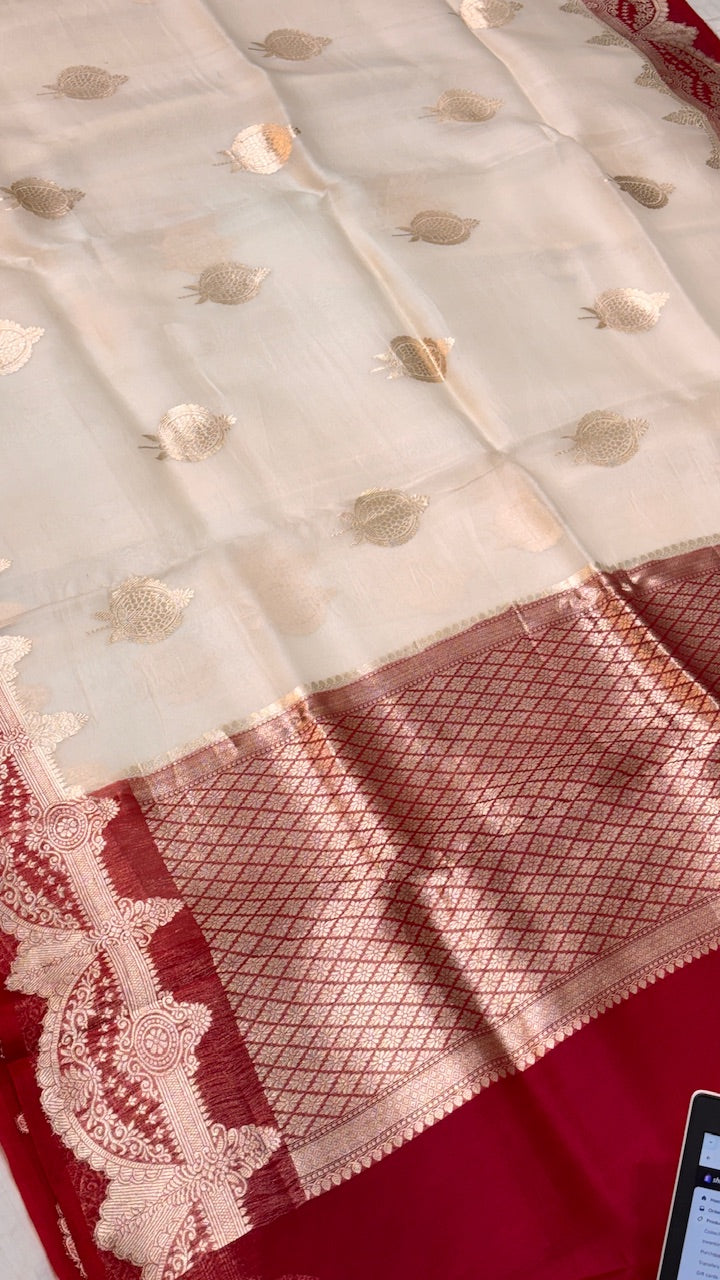 White Banarasi Kora Silk Saree