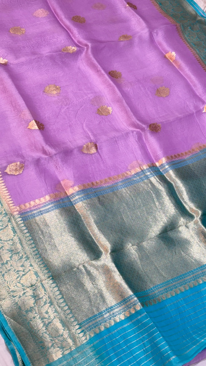 Light Lavender Banarasi Kora Silk Saree
