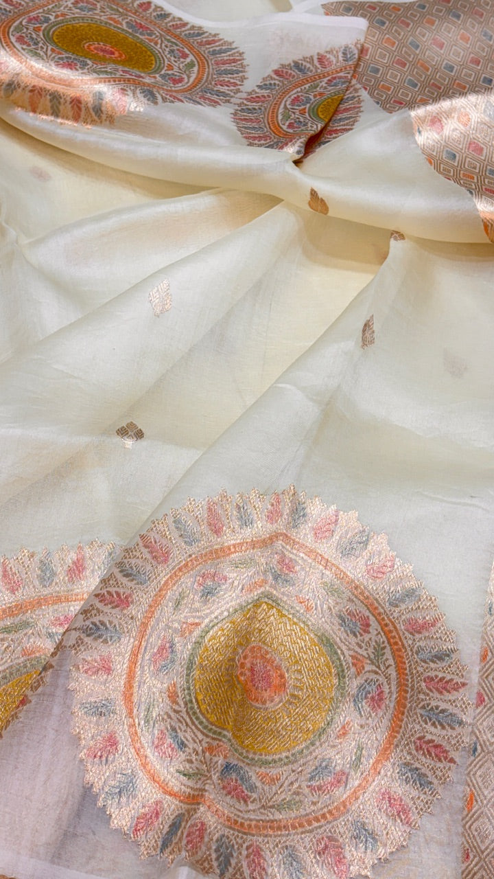 Butter YellowBanarasi Kora Silk Saree