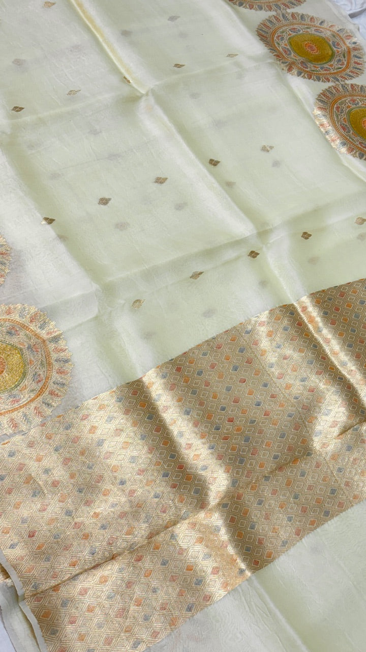 Butter YellowBanarasi Kora Silk Saree