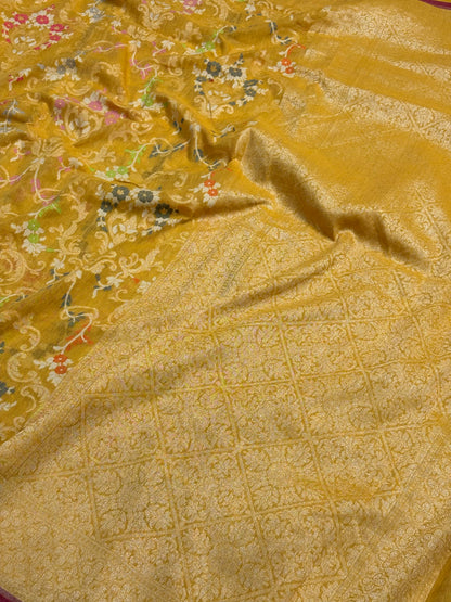 Yellow Handwoven Pure Muslin Cotton Jamdani Saree