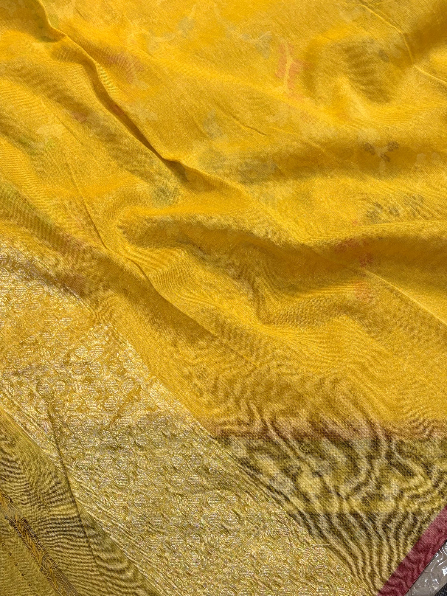 Yellow Handwoven Pure Muslin Cotton Jamdani Saree