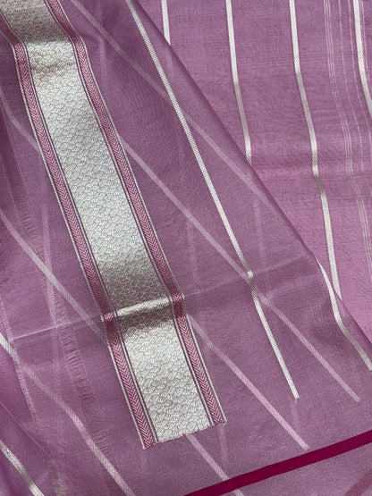 Elegant Light Pink Banarasi Kora Silk Handwoven Saree