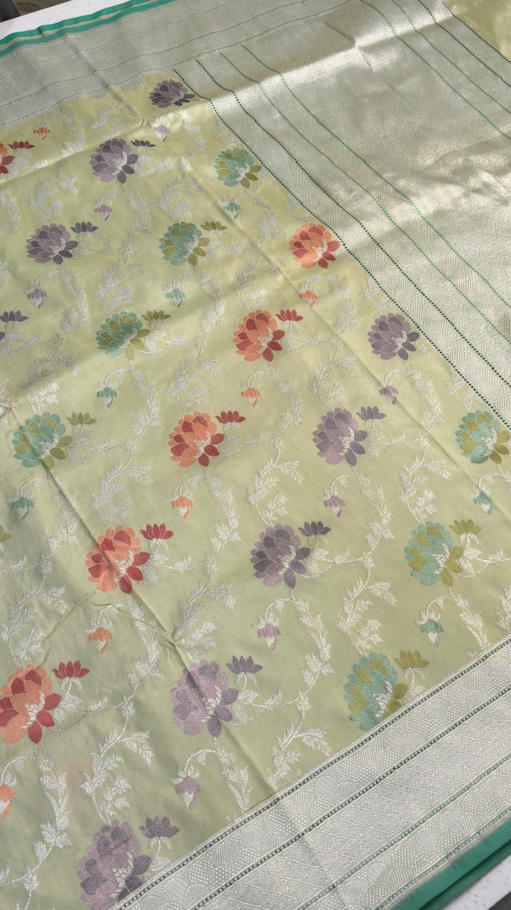 Light Pista Green Banarasi Katan Silk Handwoven Saree