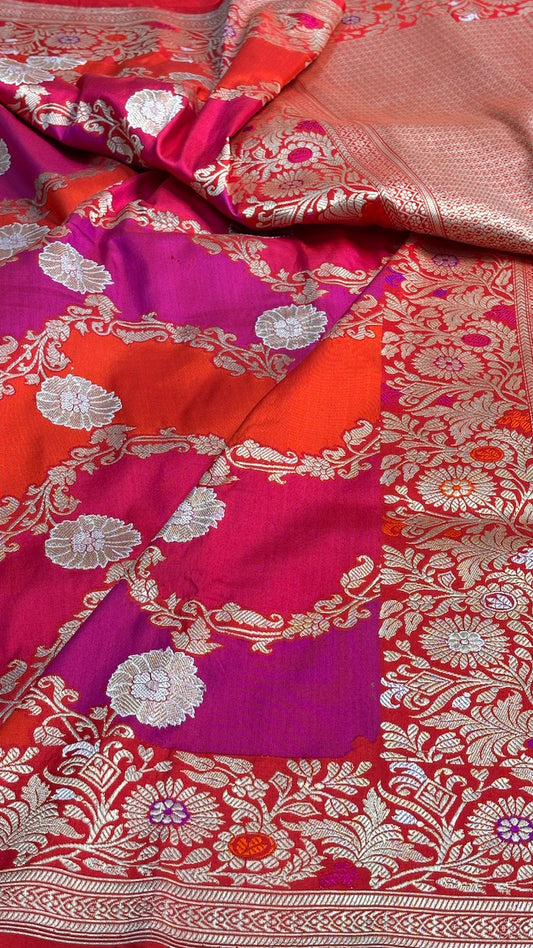 Red  Pure Banarasi Rankaat Handwoven Saree