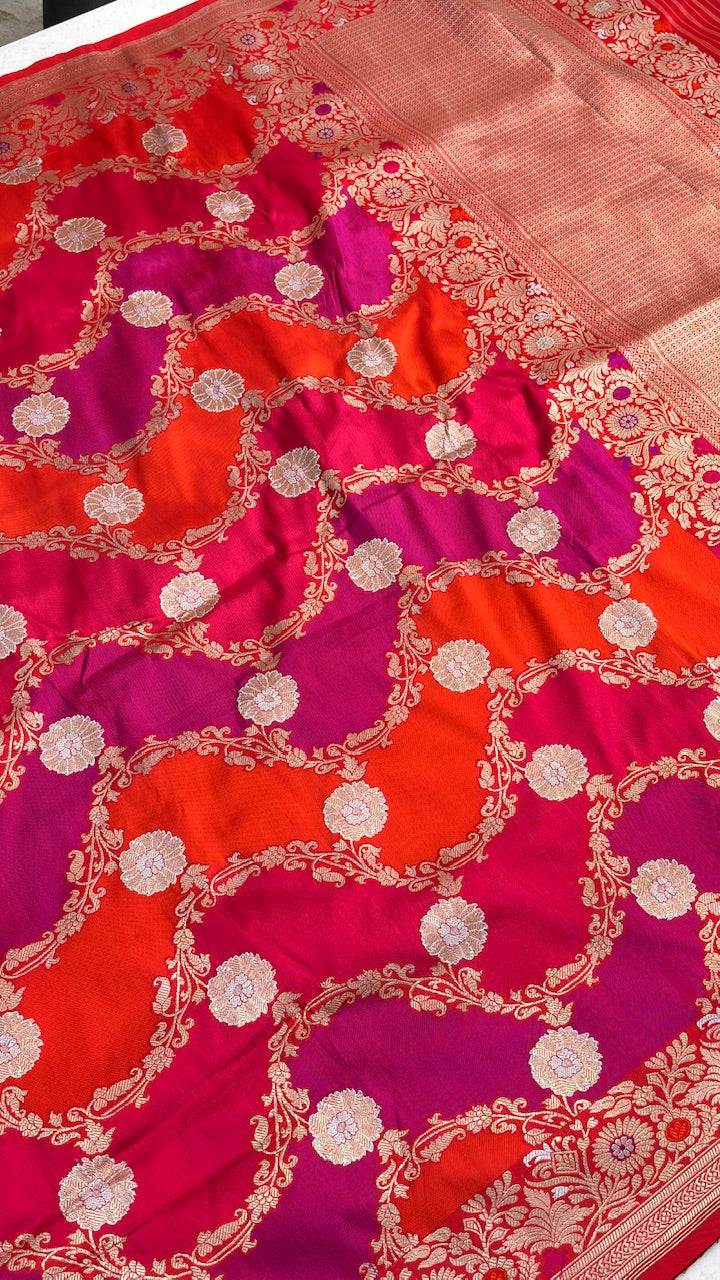 Red  Pure Banarasi Rankaat Handwoven Saree