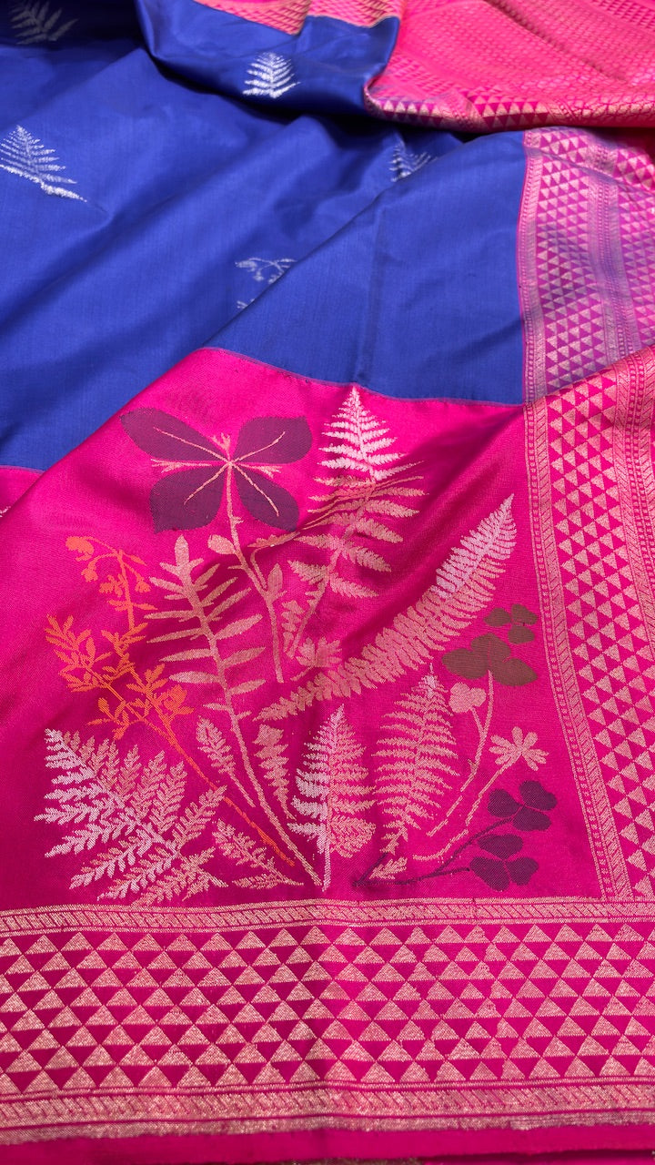 Royal Blue Pure Banarasi Ektara  Silk Handwoven Saree