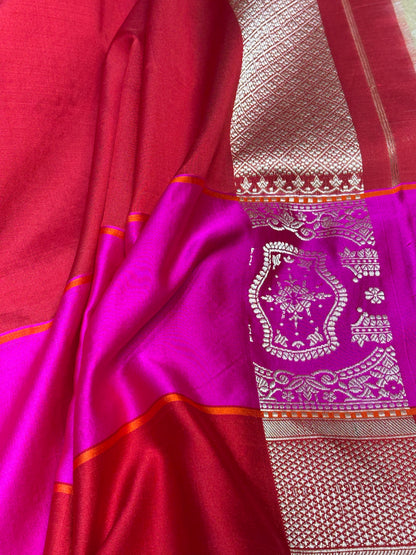 Champagne Gold Banarasi Kora Silk Handwoven Saree