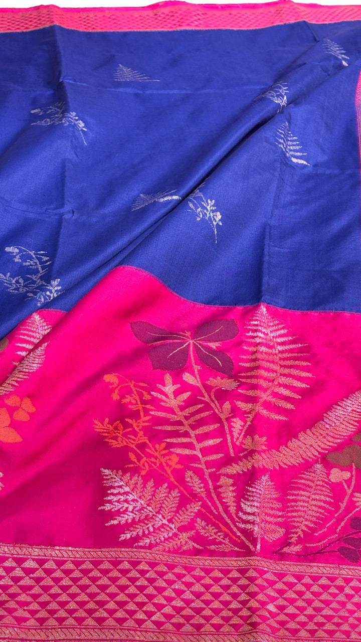 Royal Blue Pure Banarasi Ektara  Silk Handwoven Saree
