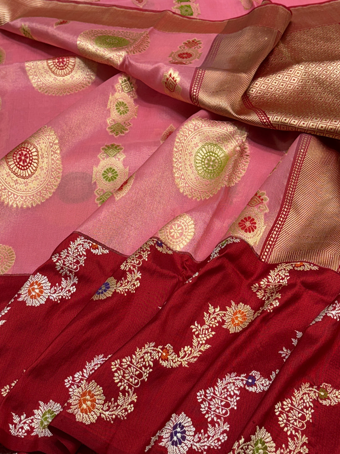Pink Tissue Banarasi Silk Handwoven Saree