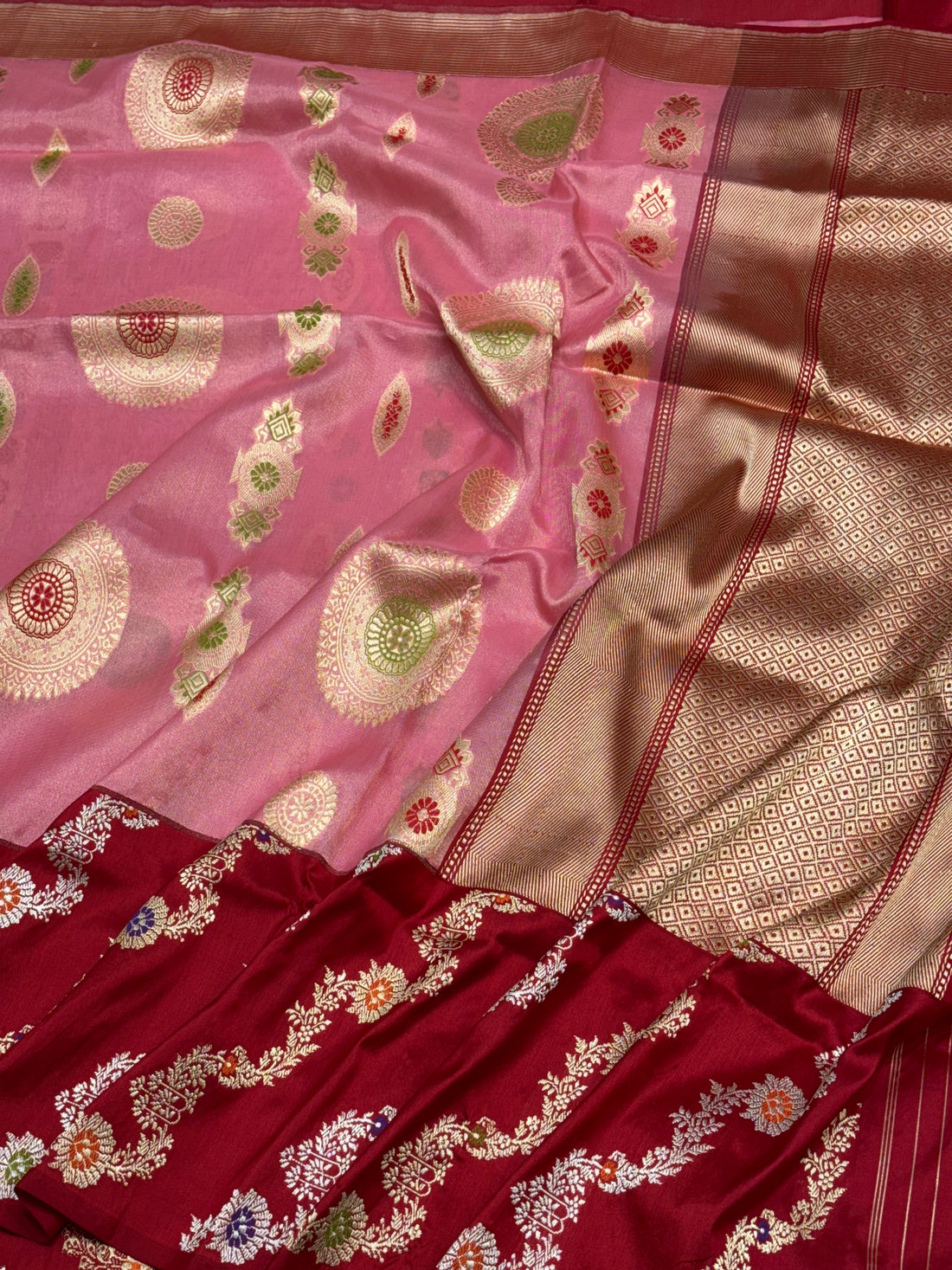 Pink Tissue Banarasi Silk Handwoven Saree