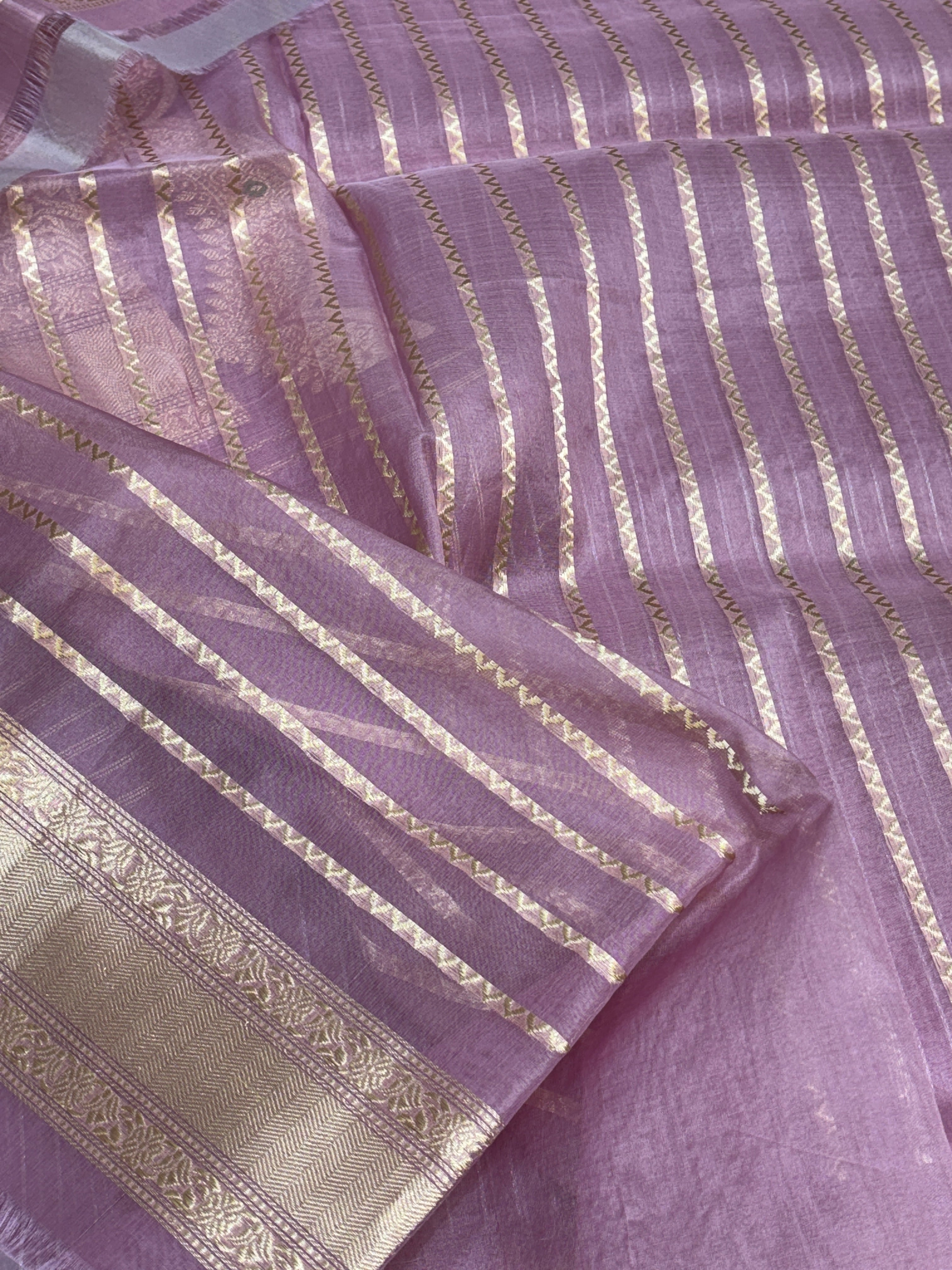 Lavender Banarasi Kora Silk Handwoven Saree