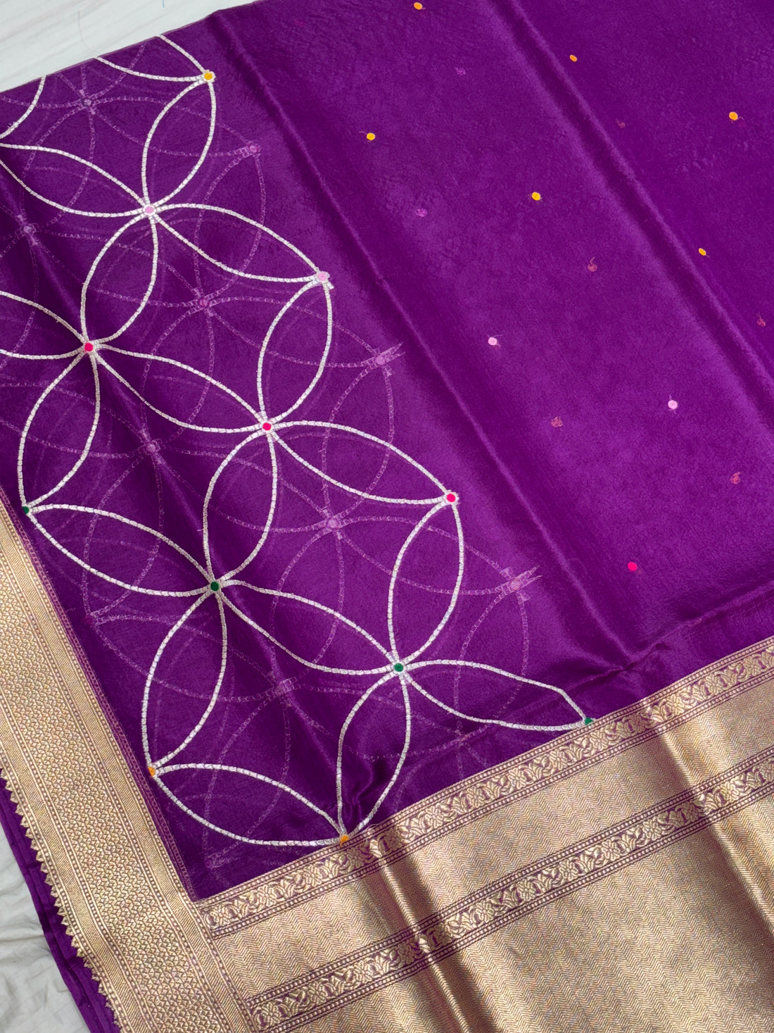 Purple Banarasi Kora Silk Handwoven Saree