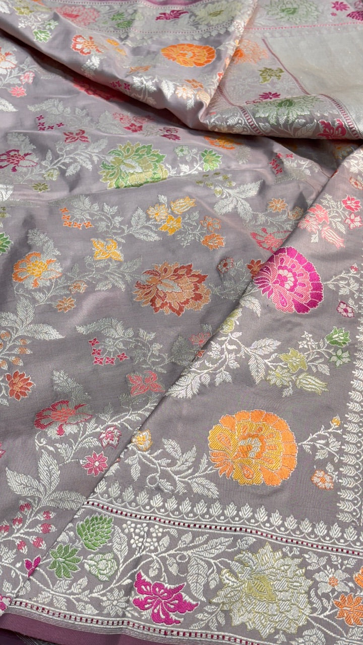 Mauve Banarasi Katan Silk Handwoven Saree