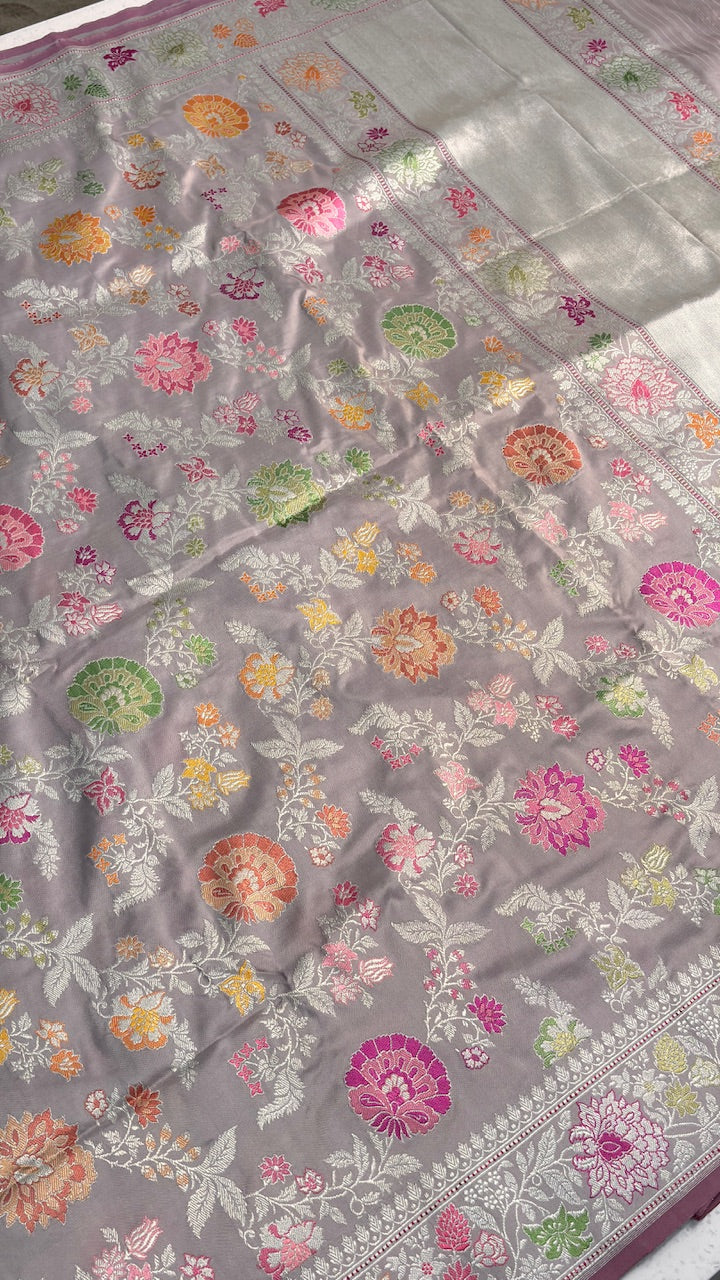 Mauve Banarasi Katan Silk Handwoven Saree