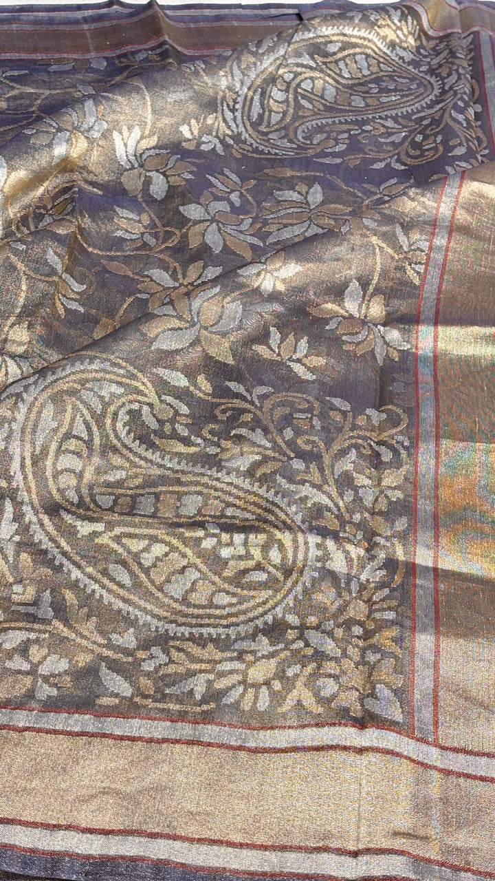 Pure Banarasi Tissue Handwoven Saree with Real Zari