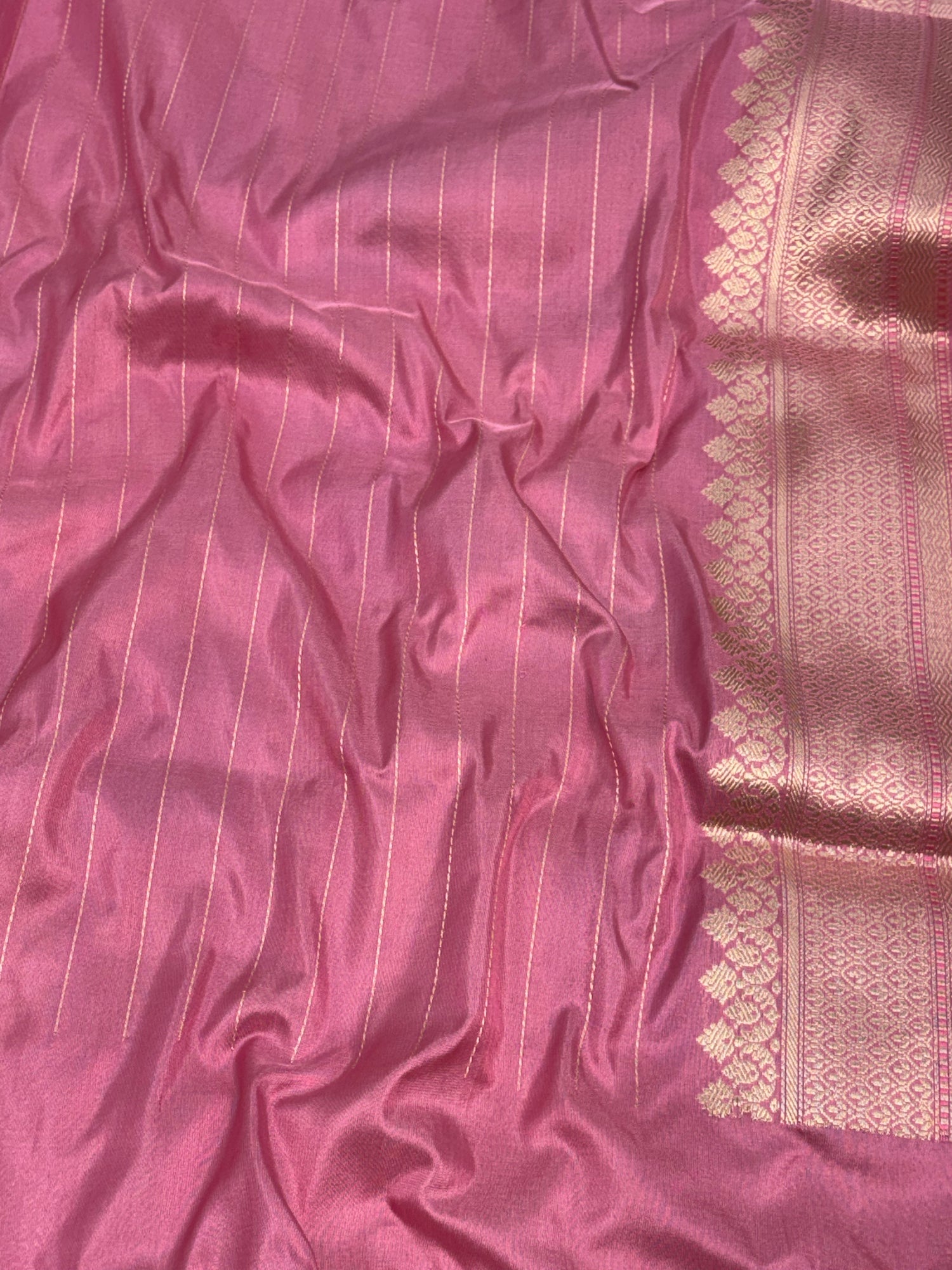 Pink Handwoven Pure Banarasi Half Rangkat Silk Saree