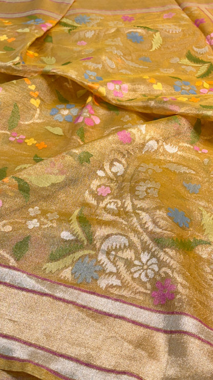 Pure Banarasi Tissue Handwoven Saree with Real Zari