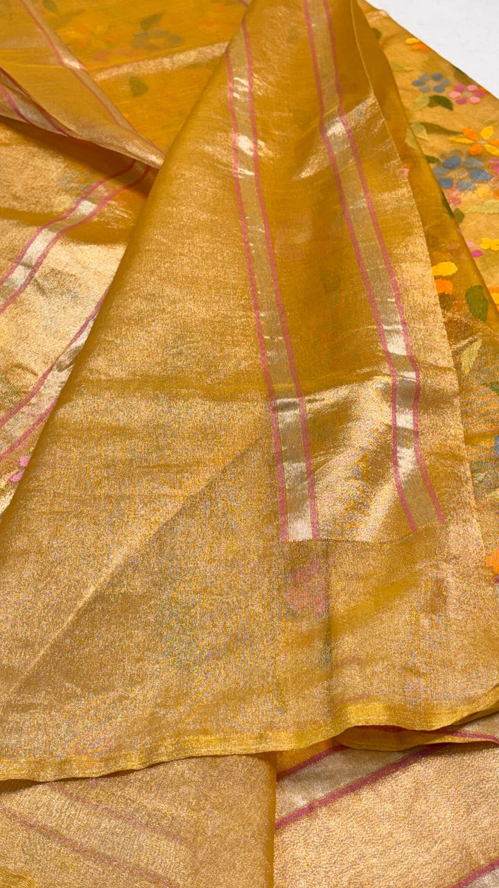 Pure Banarasi Tissue Handwoven Saree with Real Zari