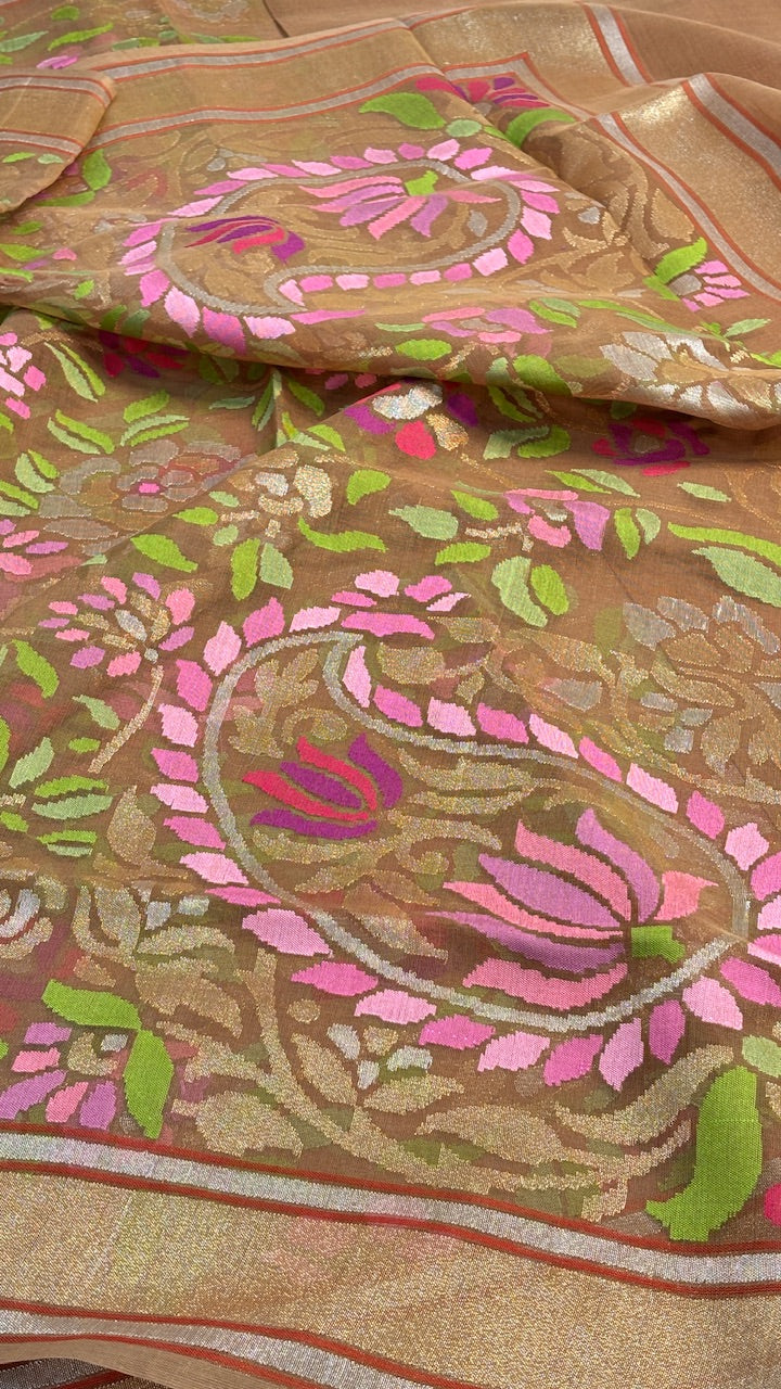 Pure Banarasi Tissue Handwoven Saree with Real Zari