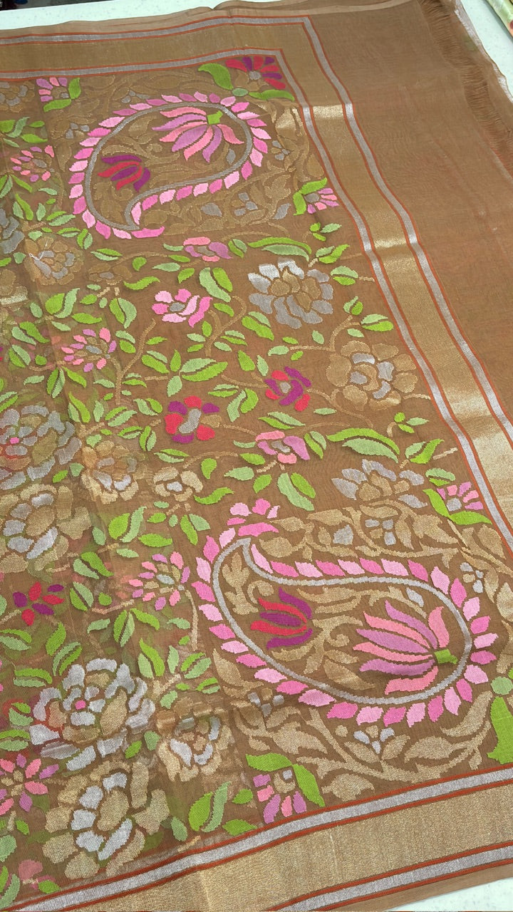 Pure Banarasi Tissue Handwoven Saree with Real Zari