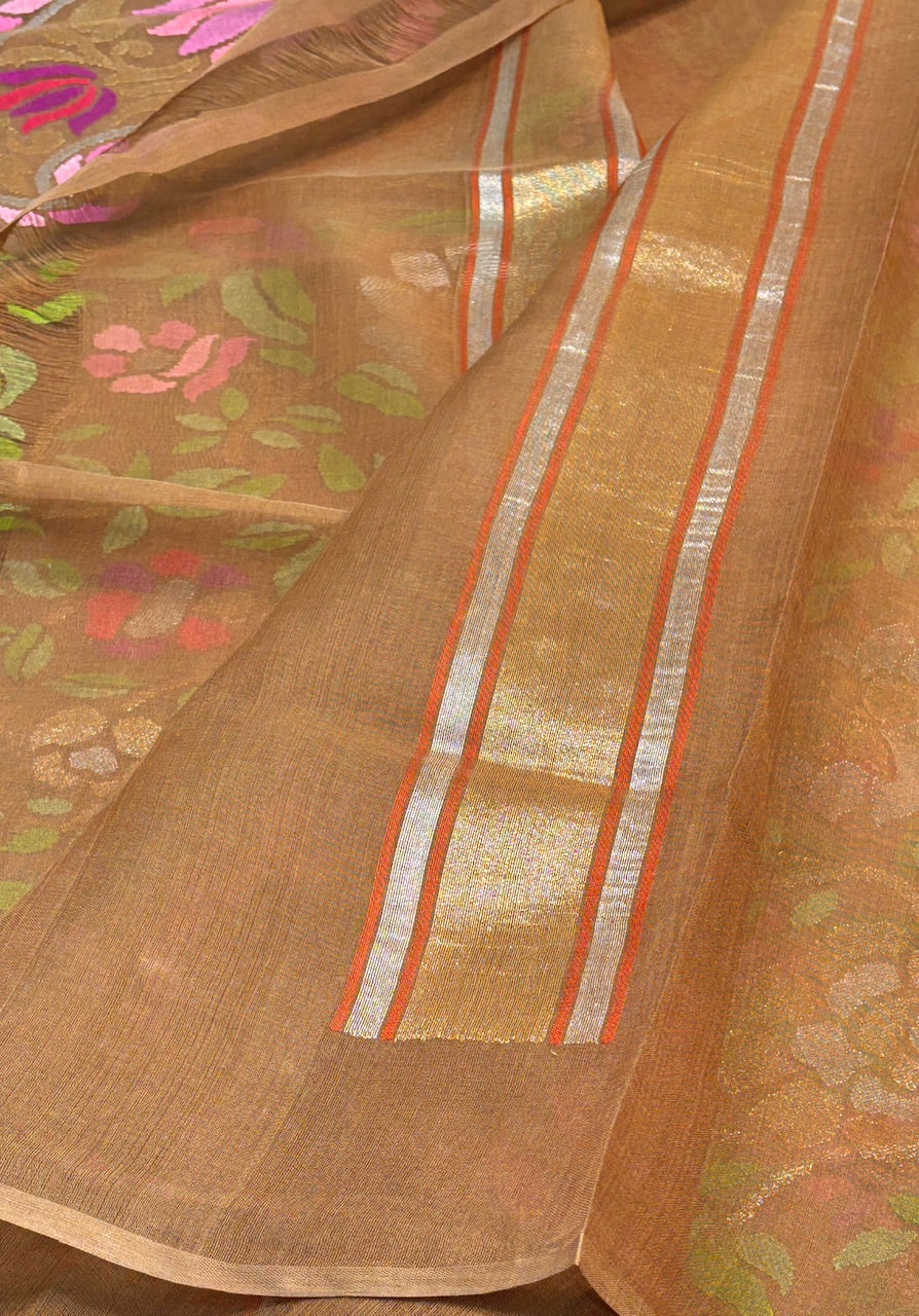 Pure Banarasi Tissue Handwoven Saree with Real Zari