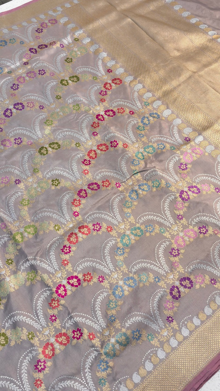Mauve Banarasi Katan Silk Handwoven Saree