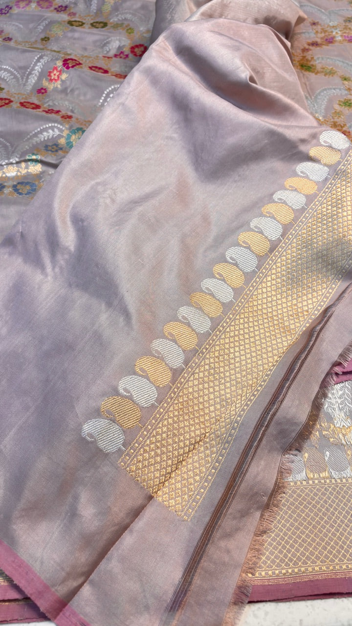 Mauve Banarasi Katan Silk Handwoven Saree