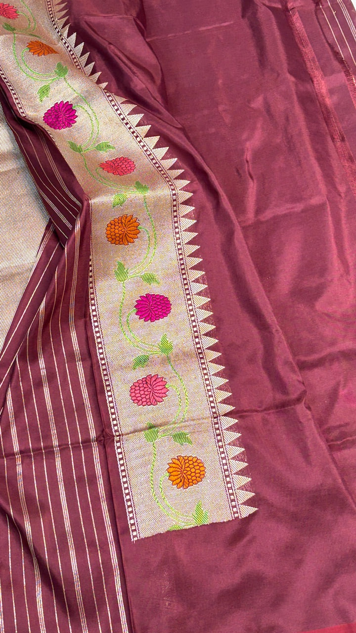 Maroon Banarasi Katan Silk Handwoven Saree