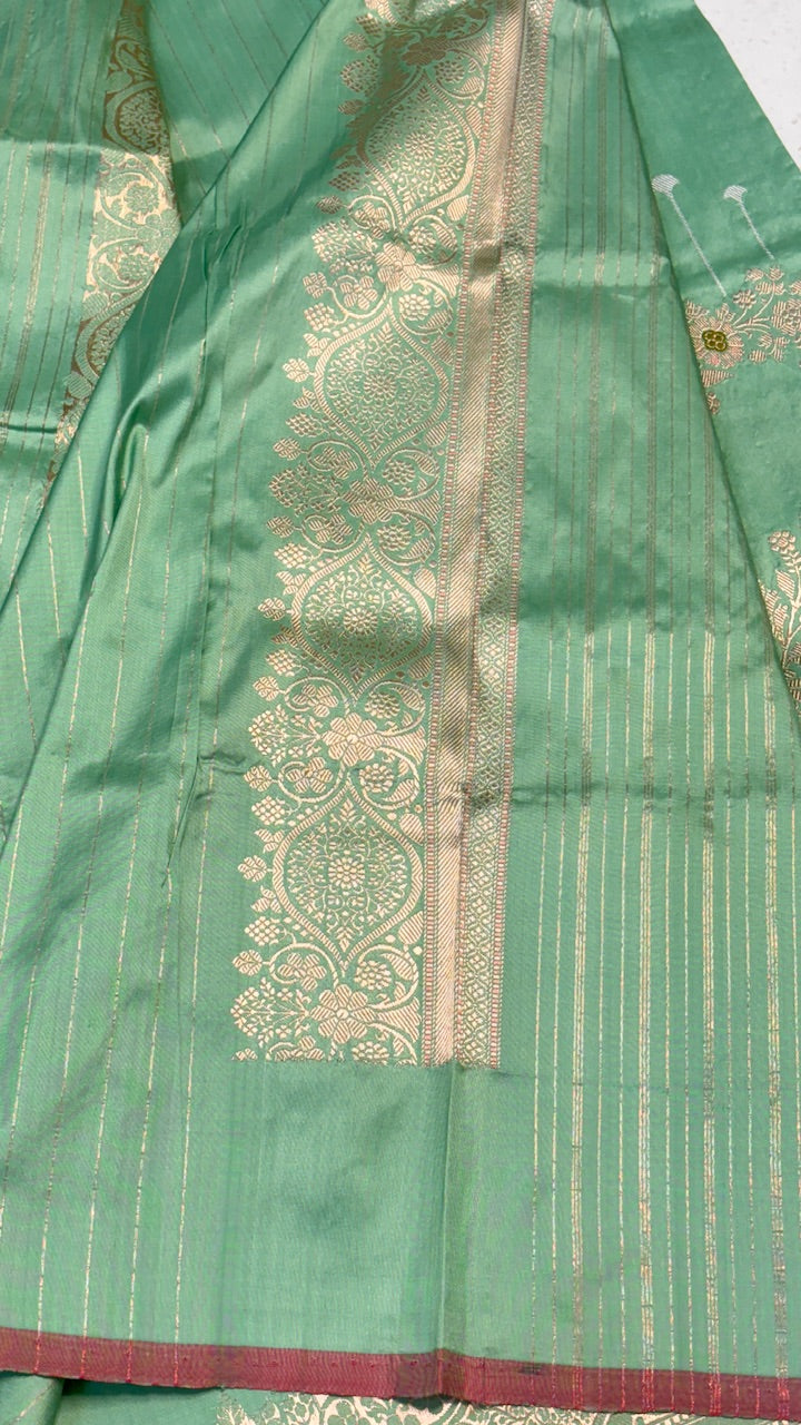 Pista Green Banarasi Katan Silk Handwoven Saree