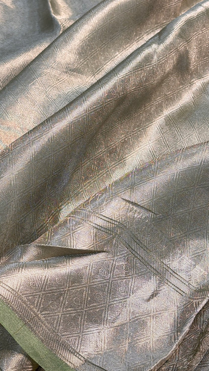 Molten Silver  Pure Zari Tissue Saree