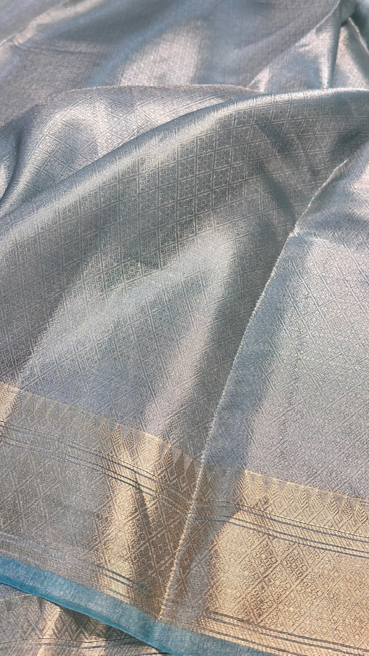 Molten Silver  Pure Zari Tissue Saree