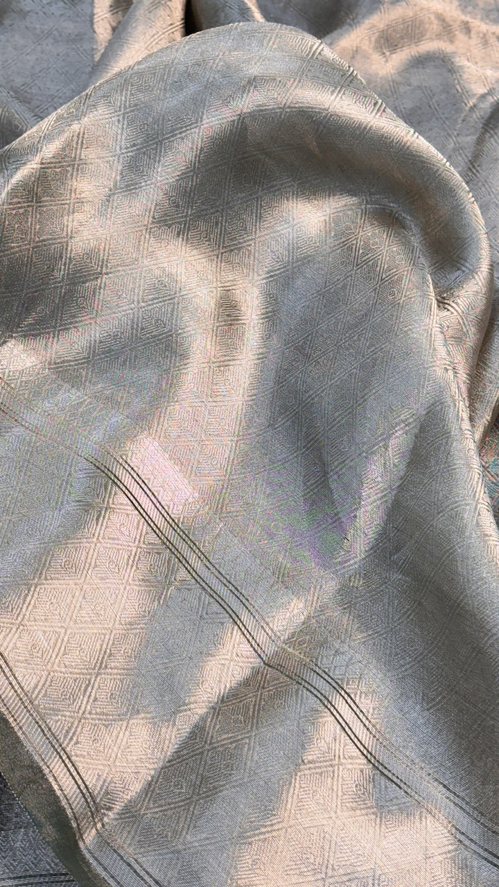 Molten Silver Pure Zari Tissue Saree