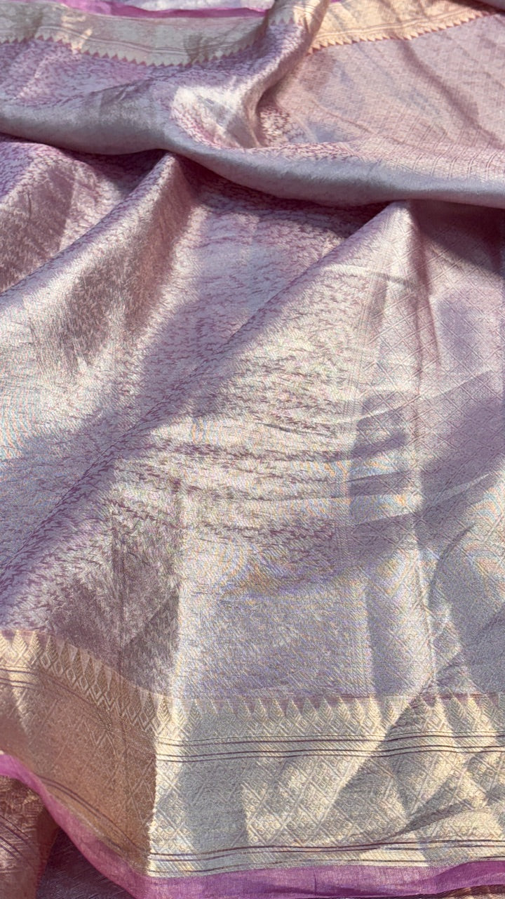 Molten Silver Pure Zari Tissue Saree