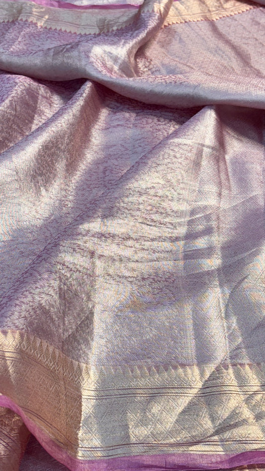 Molten Silver Pure Zari Tissue Brocade Saree