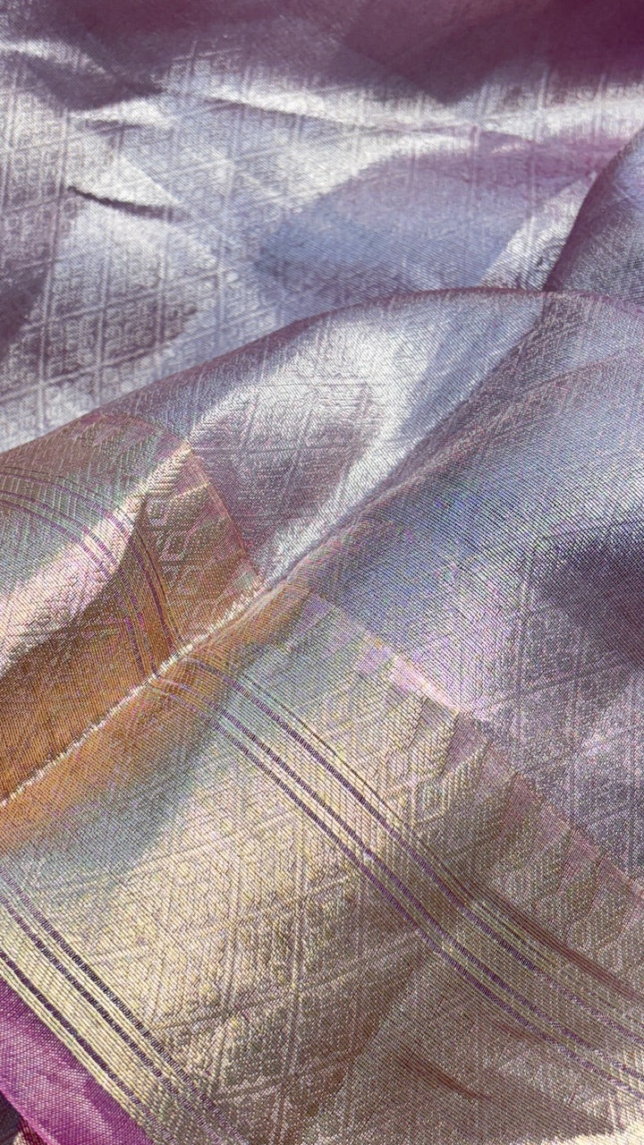 Molten Silver Pure Zari Tissue Saree